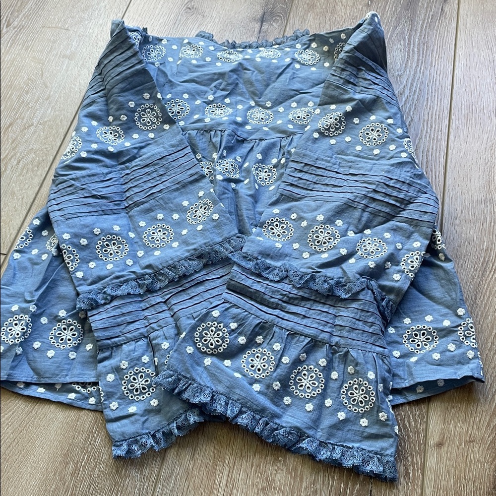 Sezane Nele embroidered vintage ruffle blue cropped shirt. NWT!! - Picture 14 of 16